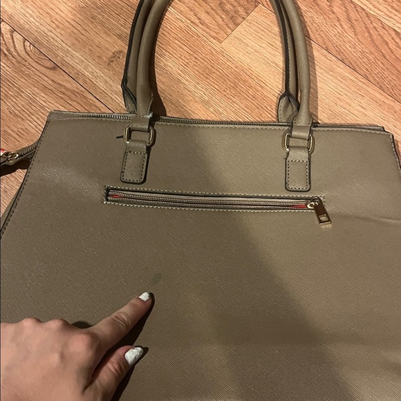 Stylish Tan Handbag with Red and Black Stripe - Picture 6 of 6